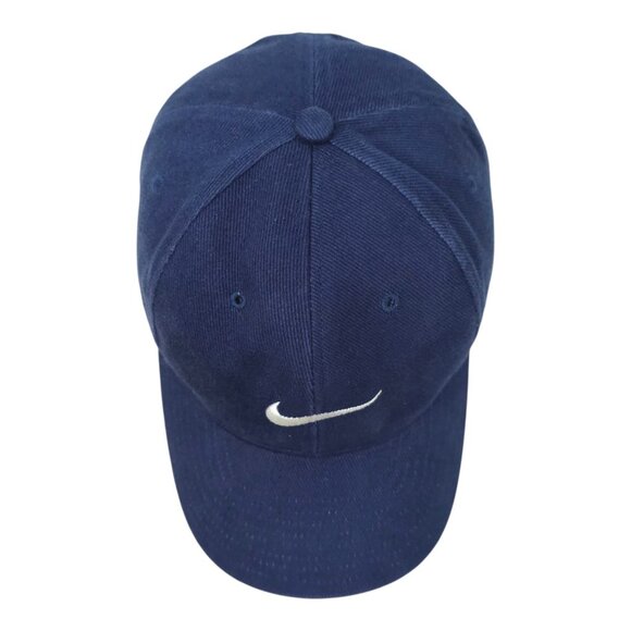 Nike Swoosh Cotton Twill Strapback Cap Hat Baseball Golf Trucker Blue - Picture 6 of 14